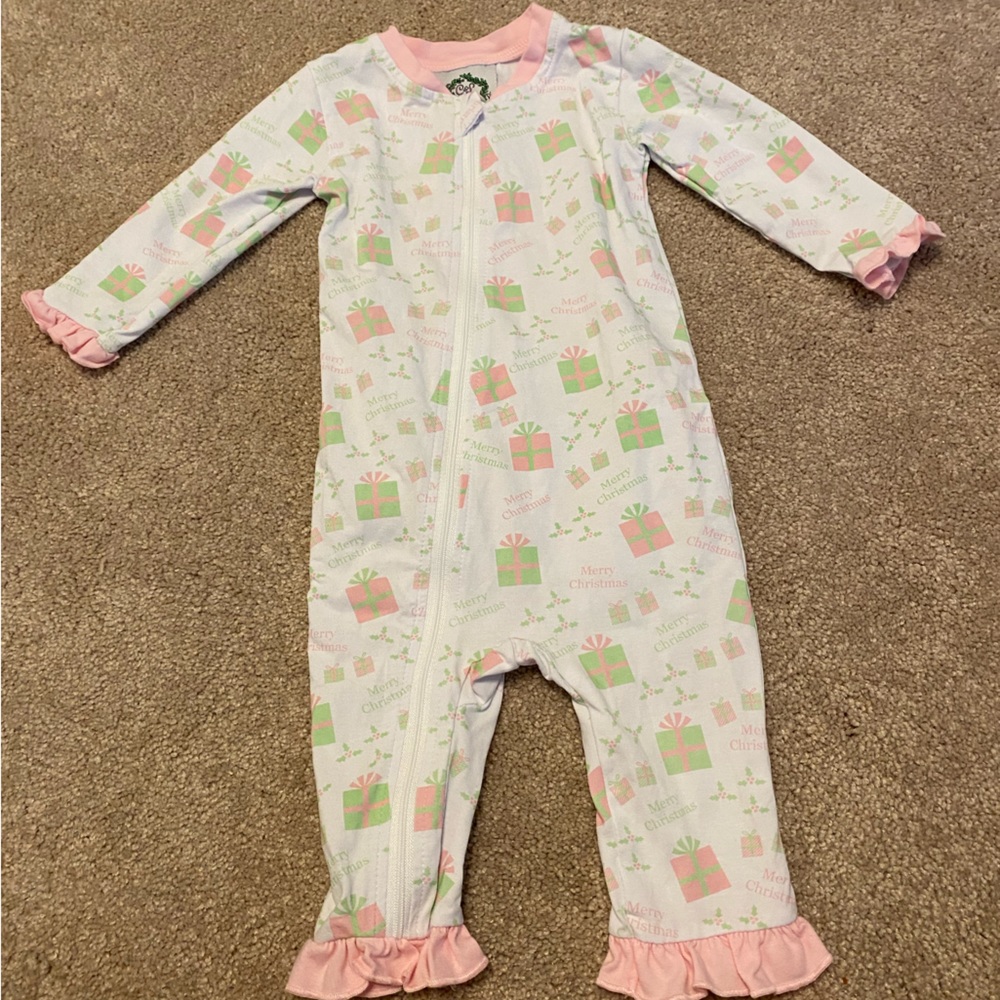 Cecil and Lou pink present Christmas pajamas